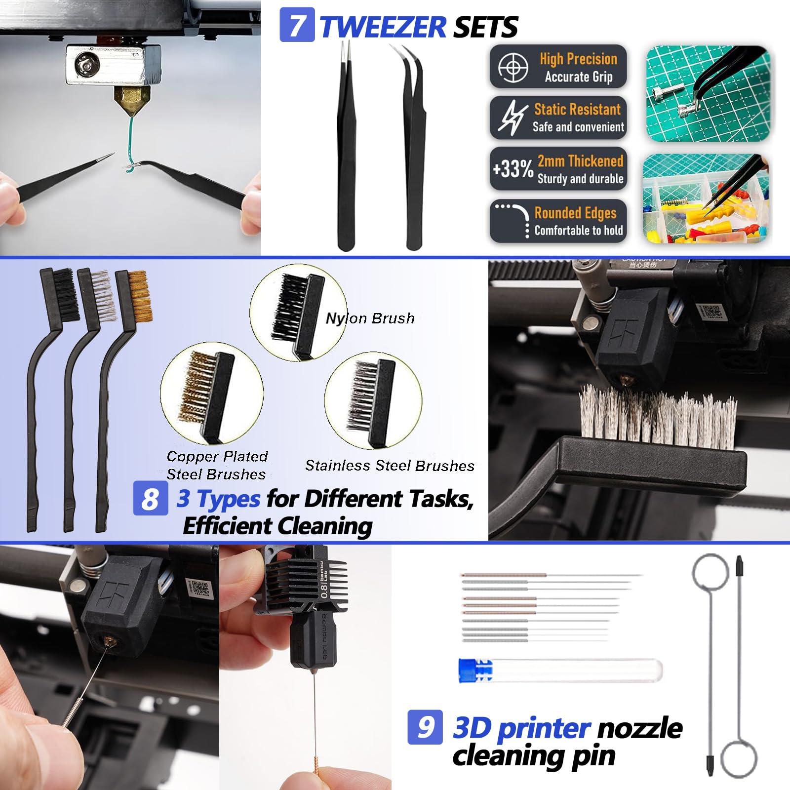 3D Printer Tool Set - 262 Pcs, Nozzle Kit & Grinder -5