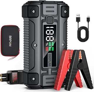 BRPOM BM502 jump starter Powerbank 5000A peak current 26800mAh car jump starter with LCD display (for any petrol engine or 10.0L diesel engines), jump starter unit with LED flashlight