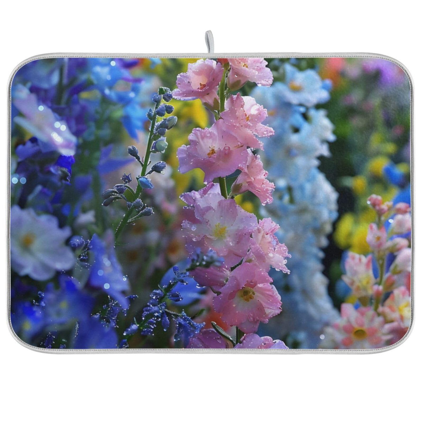 Dish Drying Mats for Kitchen Counter, Large Microfiber Dish Drying Mat 45x60 Flowers Sink Drainer Absorbent Coffee Machine Protector Mat