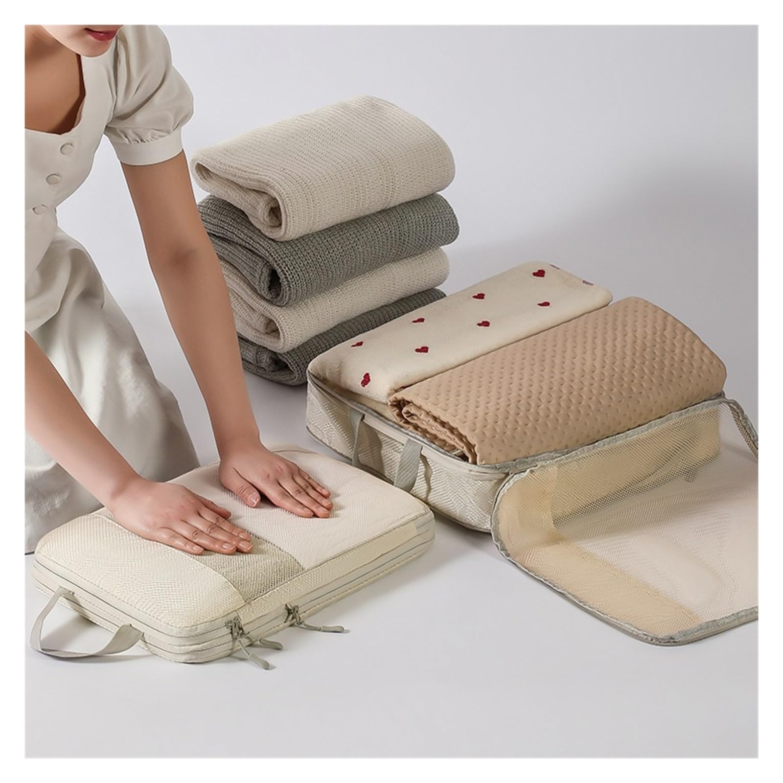 Generico Cubi da imballaggio a compressione for valigie Accessori viaggio Organizzatori espandibili Organizzatore leggero(4)