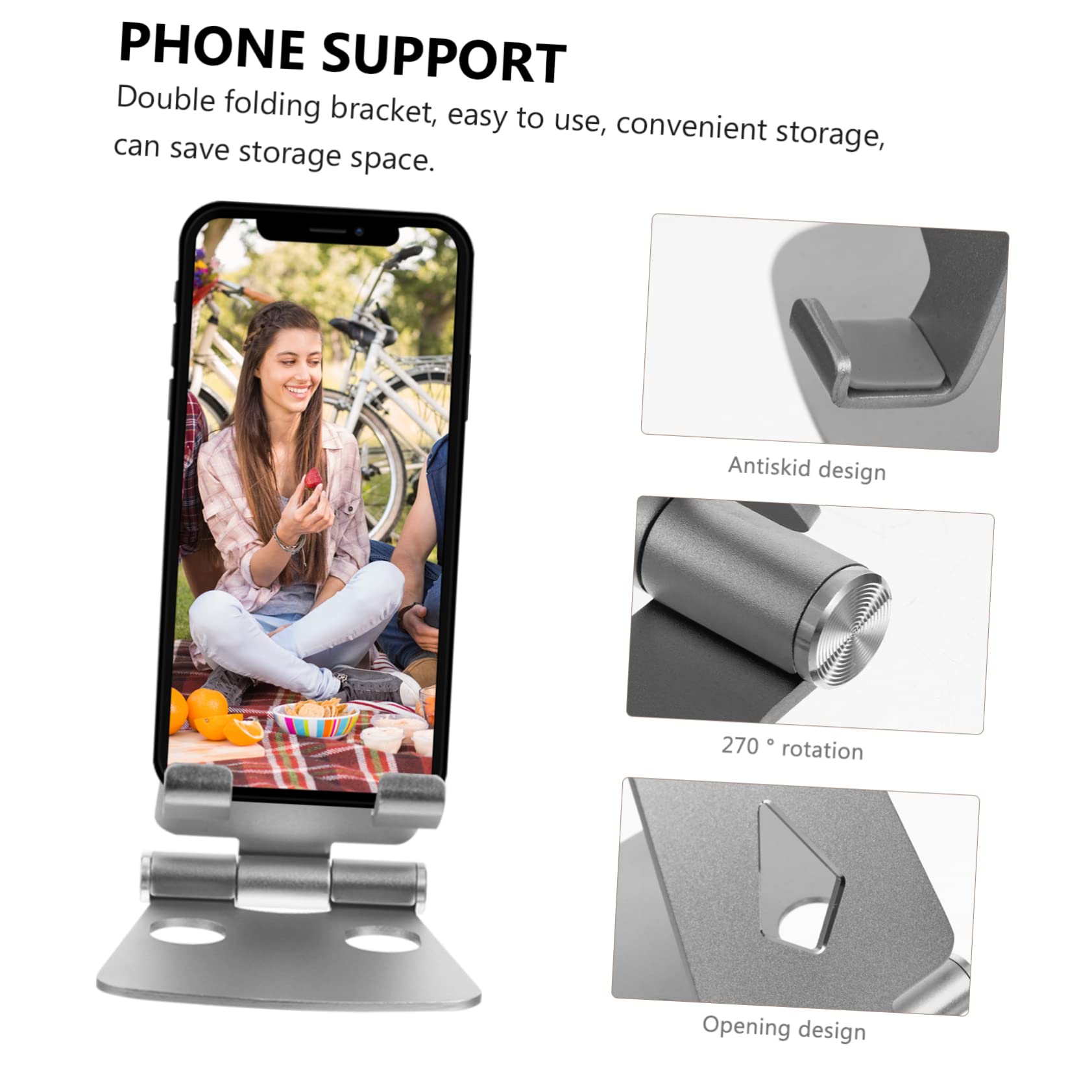 Hemobllo 3pezzi Supporto Per Smartphone Alluminio Poggia Tavolo Per Ufficio e Casa Compatibile Con Tablet e Telefoni Design Stabile e Durevole Per Live Streaming e Videochiamate