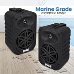 Pyle Paire de haut-parleurs extérieurs intérieurs - 500 Watt Dual Waterproof 5.25” 2-Way Système de haut-parleur à pleine portée avec haute conformité - dans la maison, Bateau, Marine, Deck, Patio, Piscine (Noir)