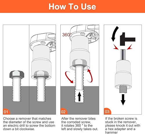 Vista 6 de XEWEA Juego de dados giratorios con barra de perforación central, 6 herramientas de extracción de tuercas métricas de 1/2 pulgada para tornillos