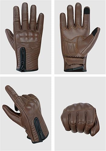Miniatura 9 de Full Finger Leather Motorcycle Gloves for Men & Women Touch Screen Gloves Premium Street Motorcycle Durable Protective Cruiser Biker Gel Leather