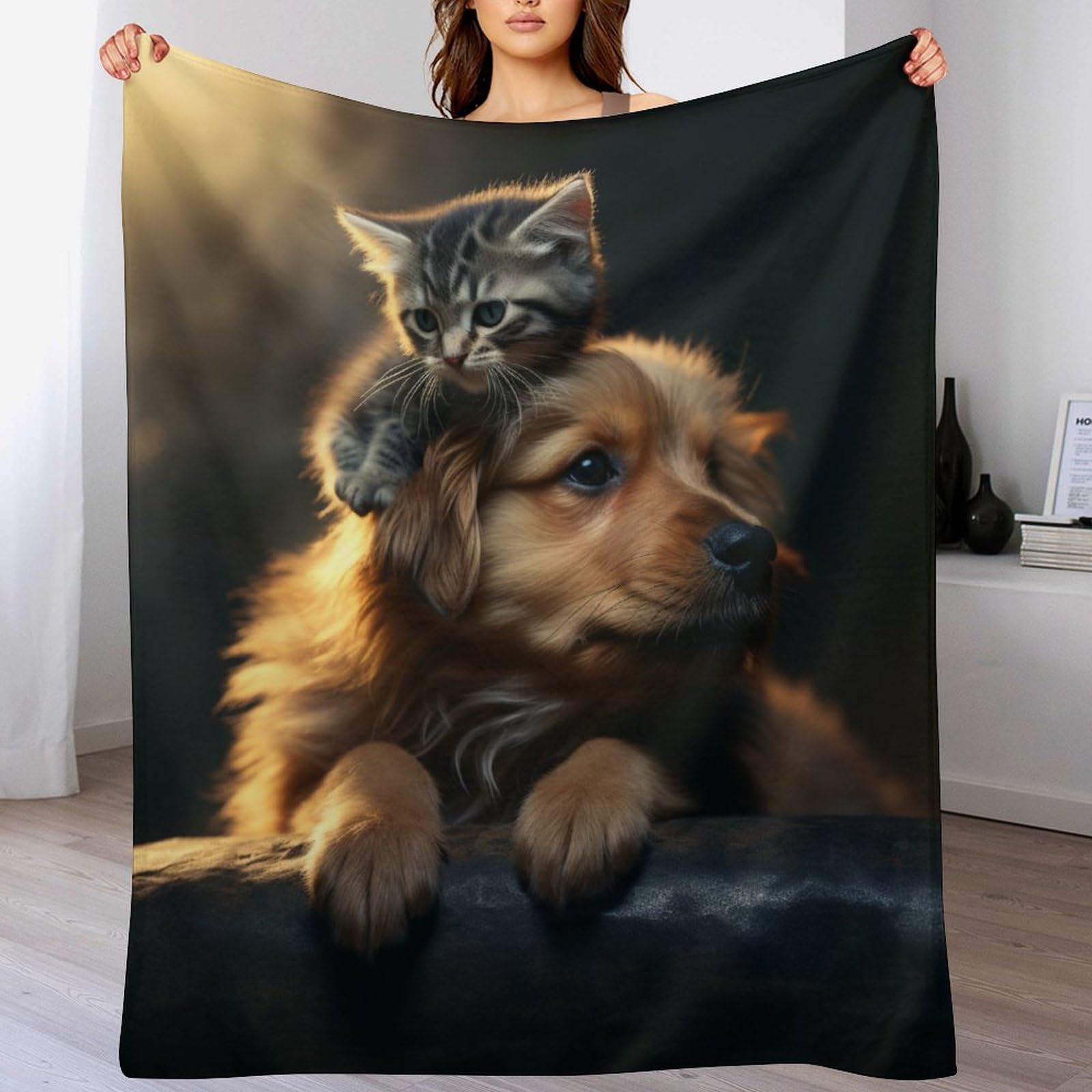 Manta de franela de gato grande 180x200 cm para sofá y manta salón
