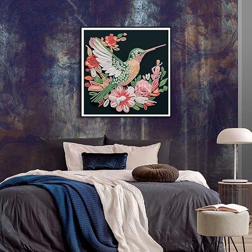 Miniatura 8 de Stalente Kits de pintura de diamantes para adultos colibrí, kits de arte de diamantes de forma especial 5D para principiantes, pintura de diamantes