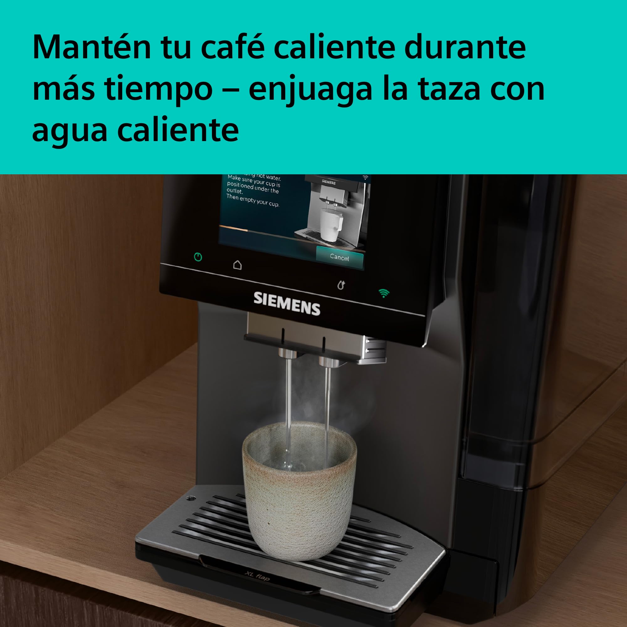 SIEMENS, Cafetera Superautomática, EQ700 iAroma, pantalla táctil, Cold Brew y Slow Brew, App Home Connect, morning haze, TP725E01