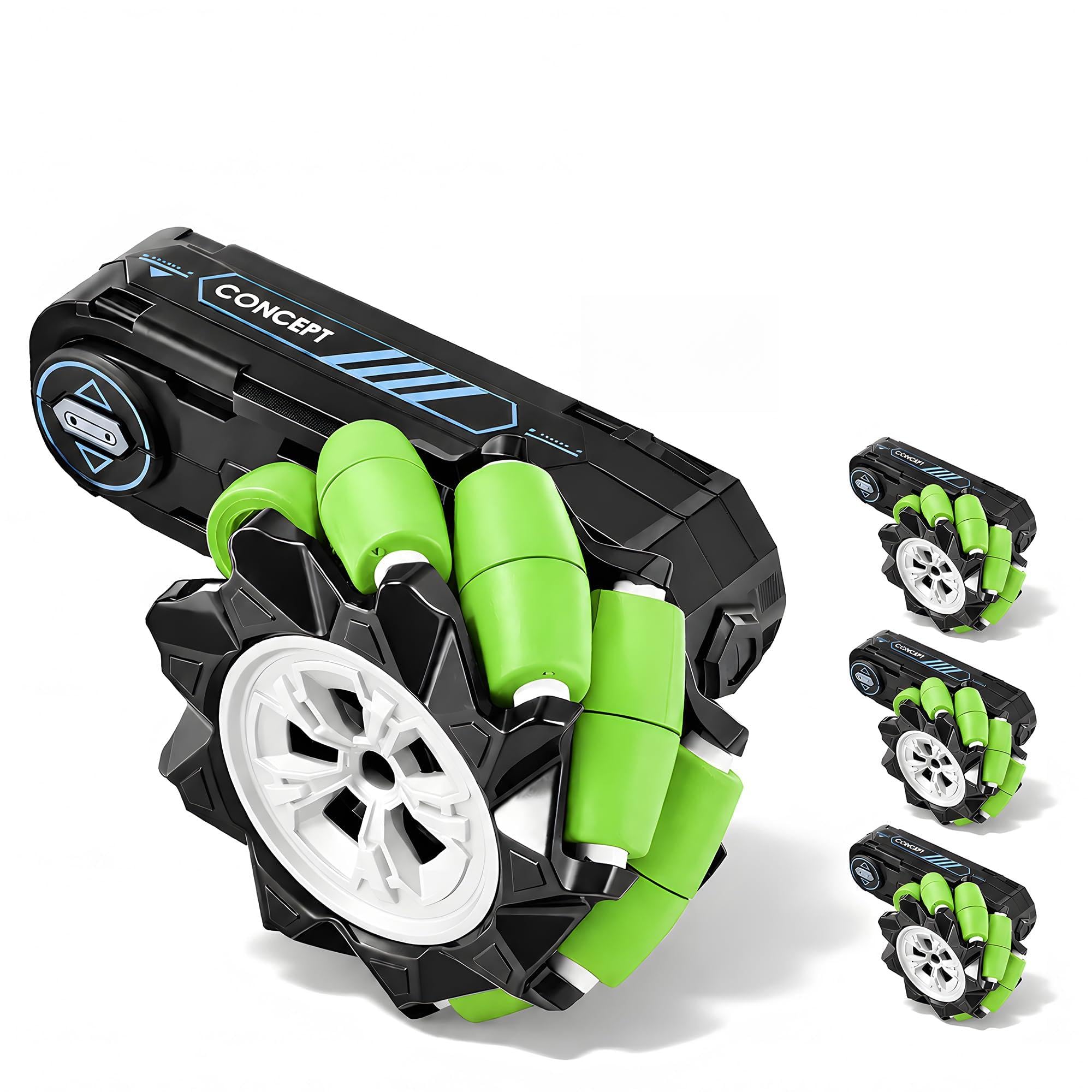 Green RC Stunt Car Wheel Replacement Set of 4, Durable Spare Tire Kit for Kids Remote Control Toy Vehicle, Easy-Install Repair Parts for RC Car Accessories