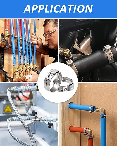 Miniatura 6 de PEX - Anillos de abrazadera de 38 pulgadas, 20 piezas de accesorios de acero inoxidable para conexiones de tuberías PEX