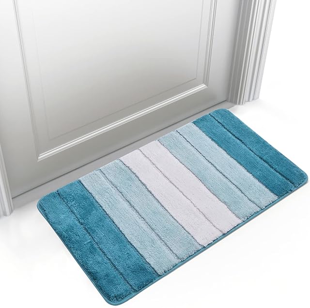 Rainberg Non-Slip Bath Mat, Soft and Comfortable Microfibre Mat with Machine Washable, Water Absorbent and Quick Drying. (Green, 40 x 60cm)