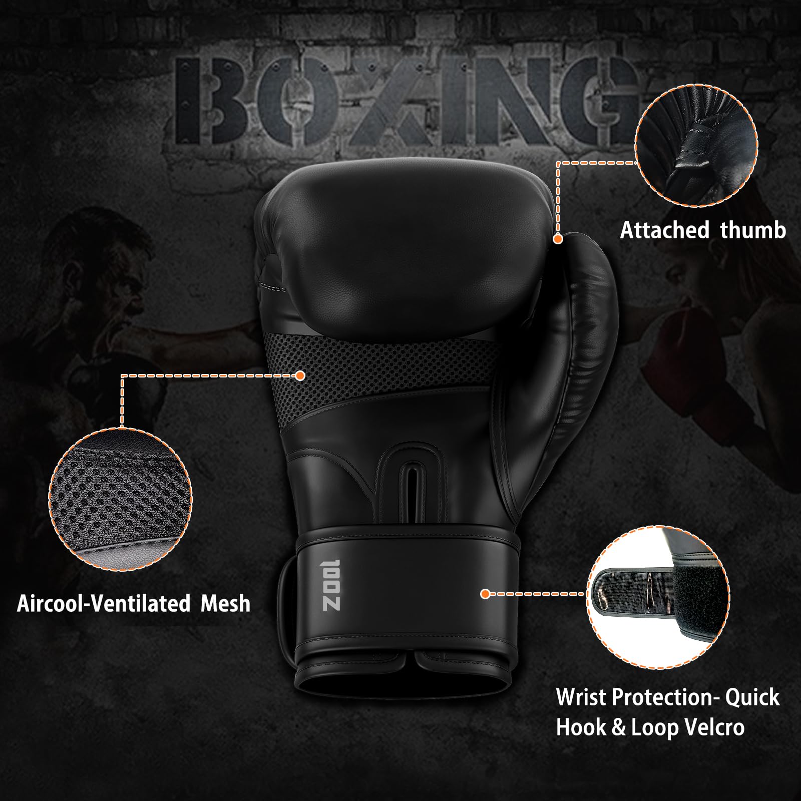 Dripex Guantoni da Boxe, Guanti da Sacco Boxe in Pelle PU, Guantoni da Allenamento Muay Thai MMA Arti Marziali, Guantoni da Combattimento 8oz 10oz 12oz 14oz 16oz, Boxing Gloves Uomo Donna Bambino