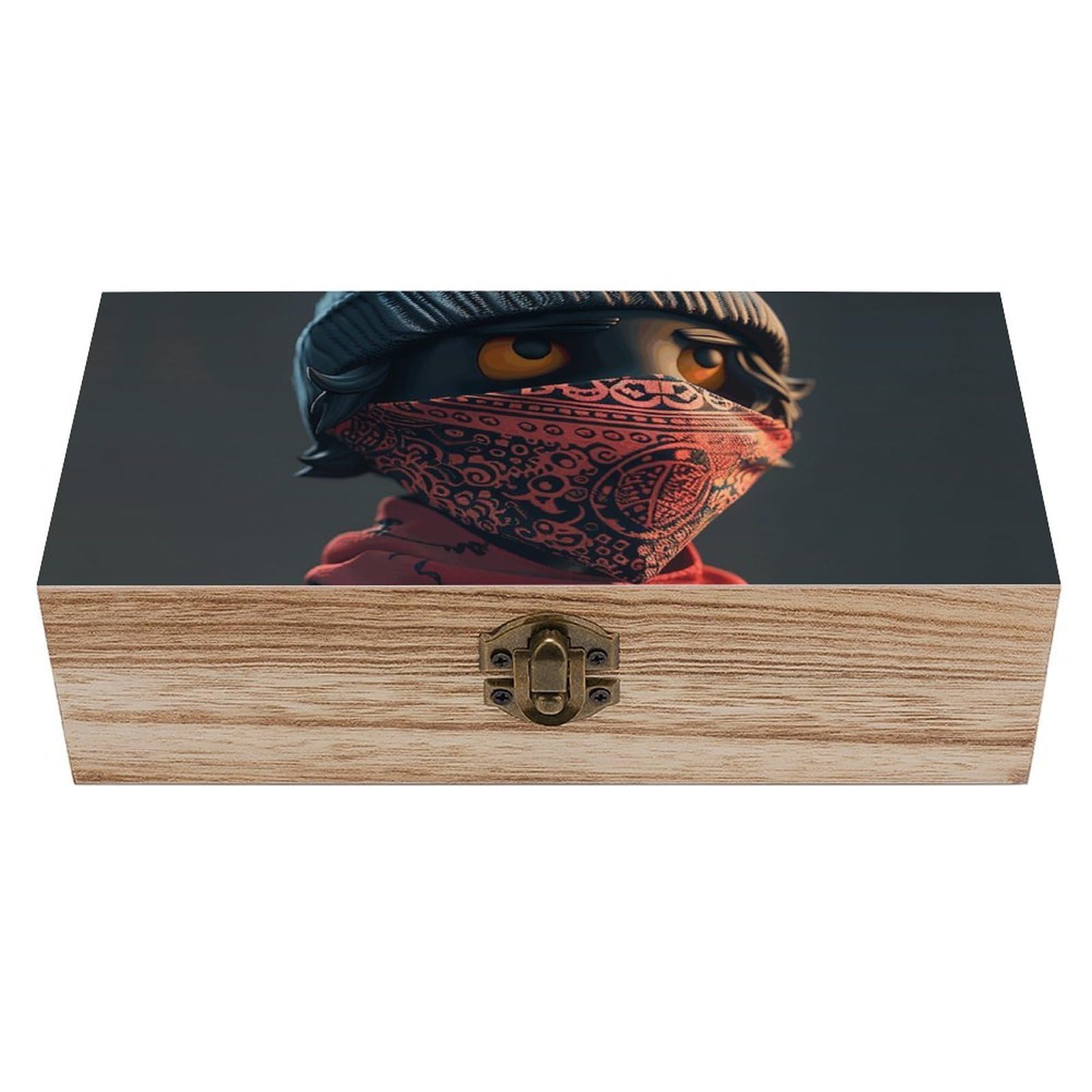 HLBSDM Vintage Wooden Storage Box Wearing Turban on Face Keepsake Box for Jewelry Photos Letters Elegant Desktop Organizer for Home Office Decor
