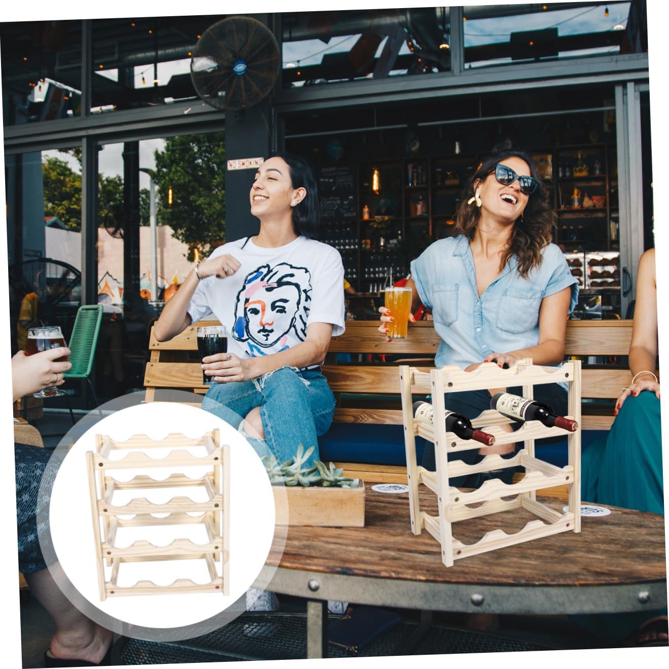 Bottle Capacity Wooden Wine Storage Rack Wine Bottle Holder Skid Design Decor