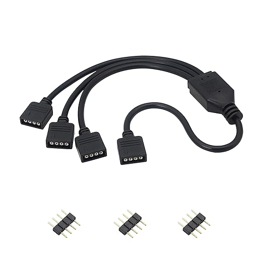 12V 4 PIN RGB Splitter Cable LED Strip Connector, RGB 4 Pin Splitter 1 to 3 Cable 5050 LED Tape 12V 4 PIN RGB Splitter Cable LED Strip Connector, RGB 4 Pin Splitter 1 to 3 Cable 5050 LED Tape