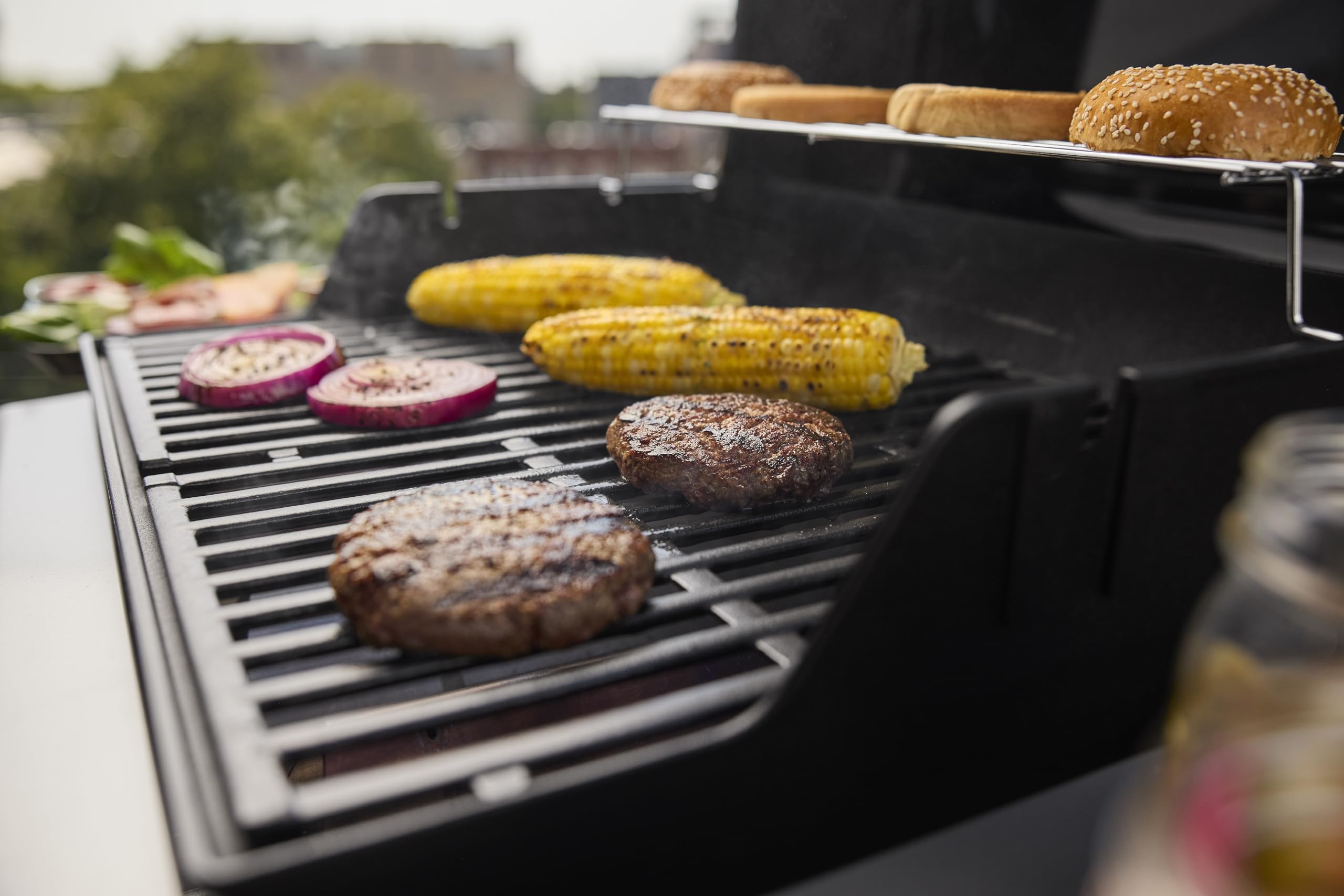 Weber Spirit E-210 Barbecue à gaz avec 2 brûleurs, surface de cuisson de 51 x 46 cm, grille de maintien au chaud, thermomètre de couvercle, 2 roues, noir/argenté (1500833)