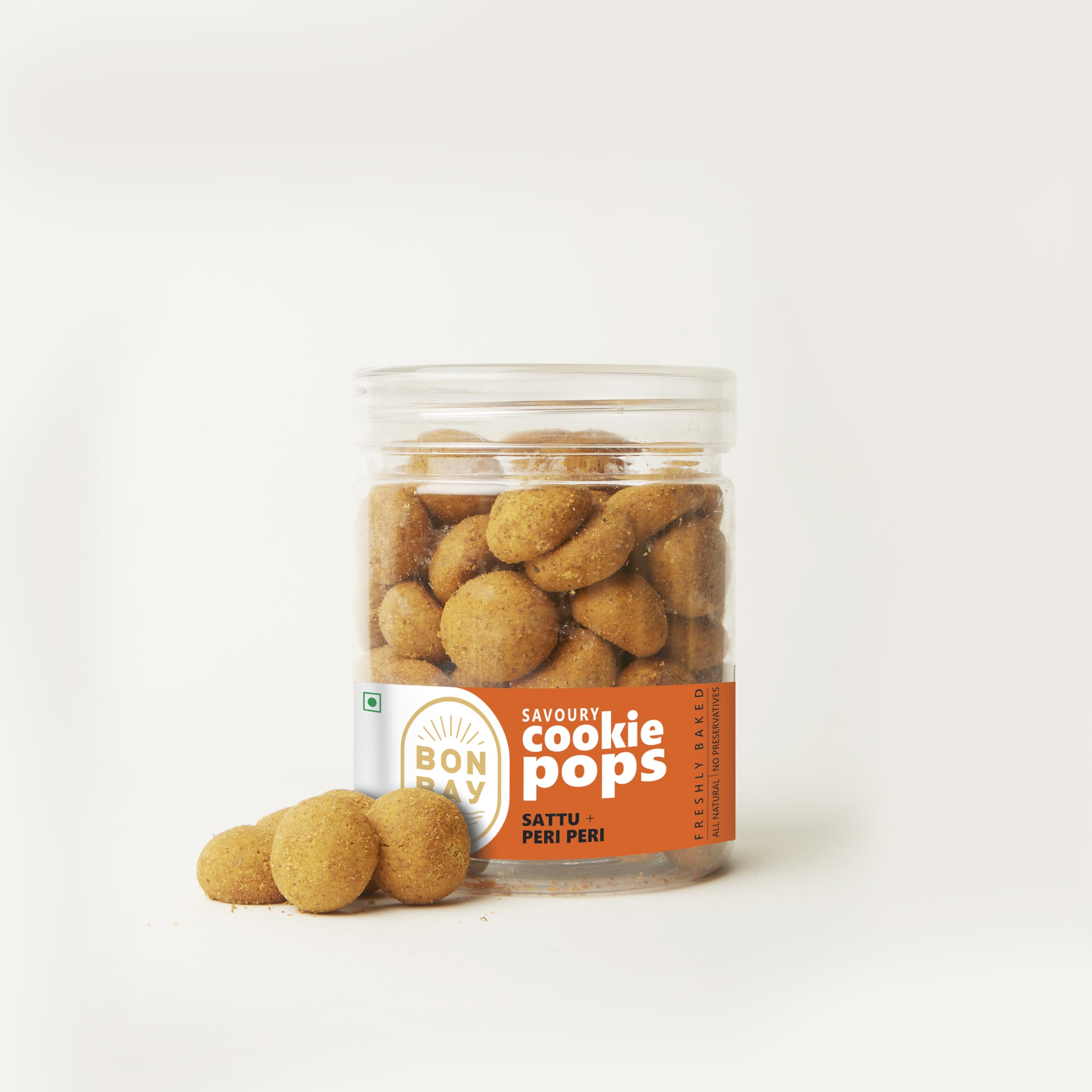 Bon Bay Sattu Peri Pops | Savoury Eggless Cookie Pops | Protein‑Rich Sattu with Peri‑Peri Flavour, No Preservatives | 200gm Pack-image-17