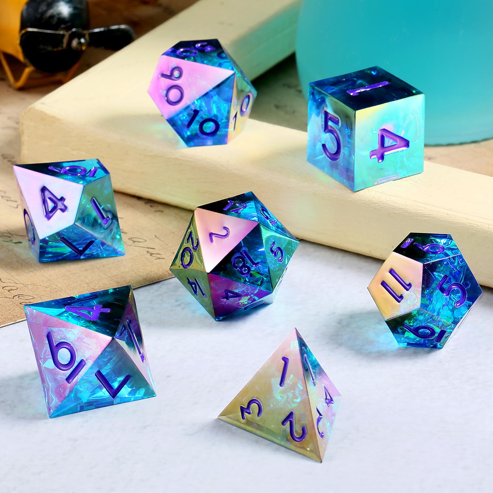 Jeu de dés DND en résine, donjons et dragons faits à la main, dés D&D avec Jeu de dés DND en résine, donjons et dragons faits à la main, dés D&D avec