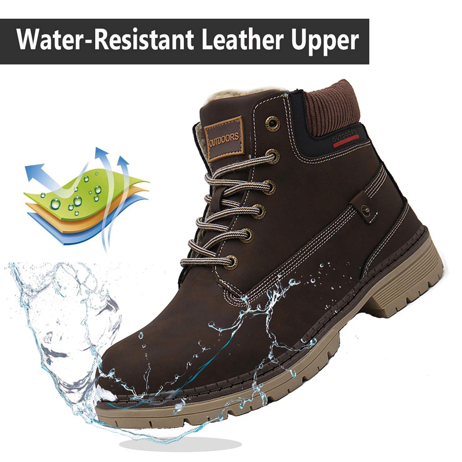 Stivali Uomo Donna Inverno Scarpe da Neve Caldi Snow Boots Impermeabili Stivaletti Pelliccia Stringate Outdoor
