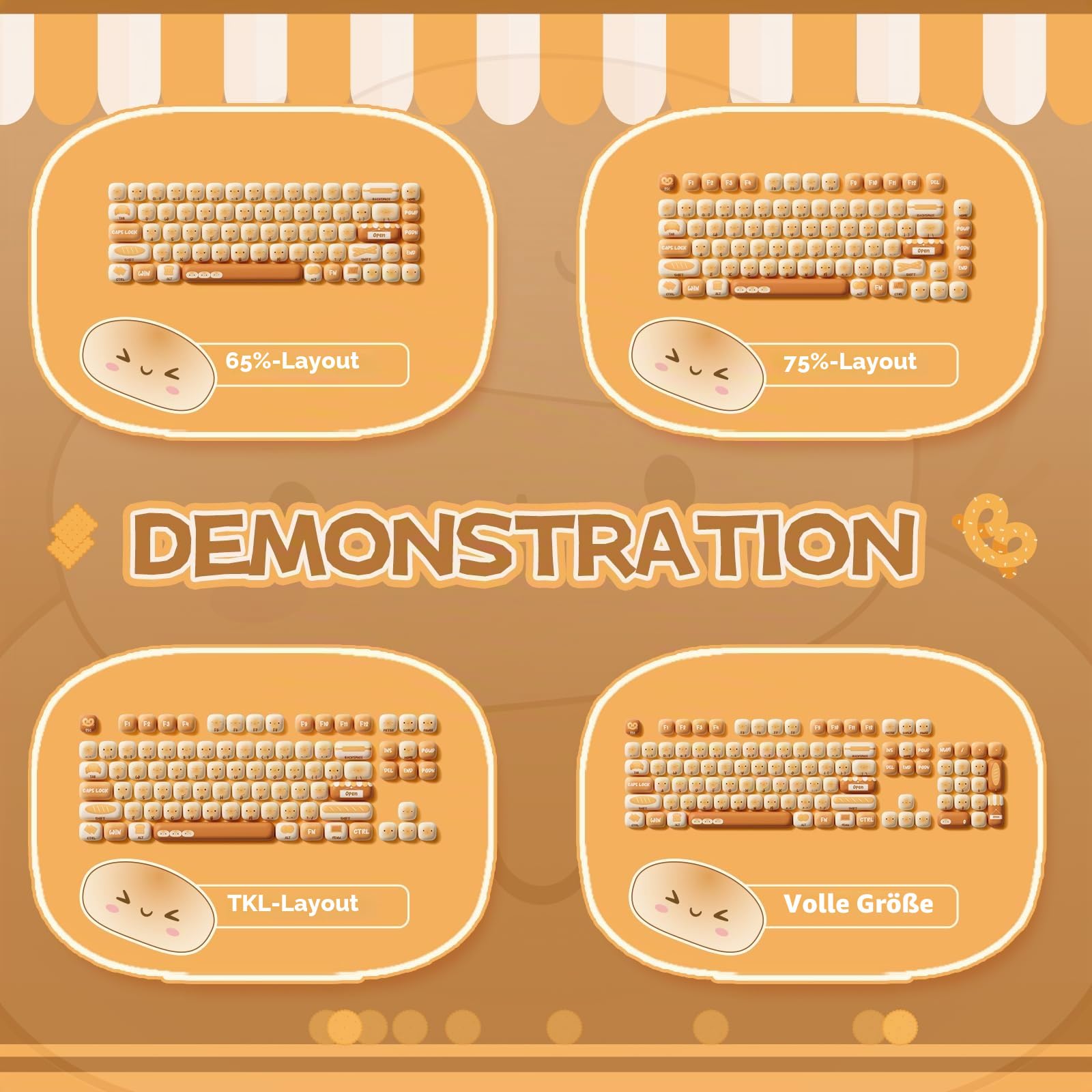 Akko PBT-Tastenkappen-Set, Bun Wonderland, MOG-Profil, 138 Tasten, Tastenkappen für mechanische Tastaturen