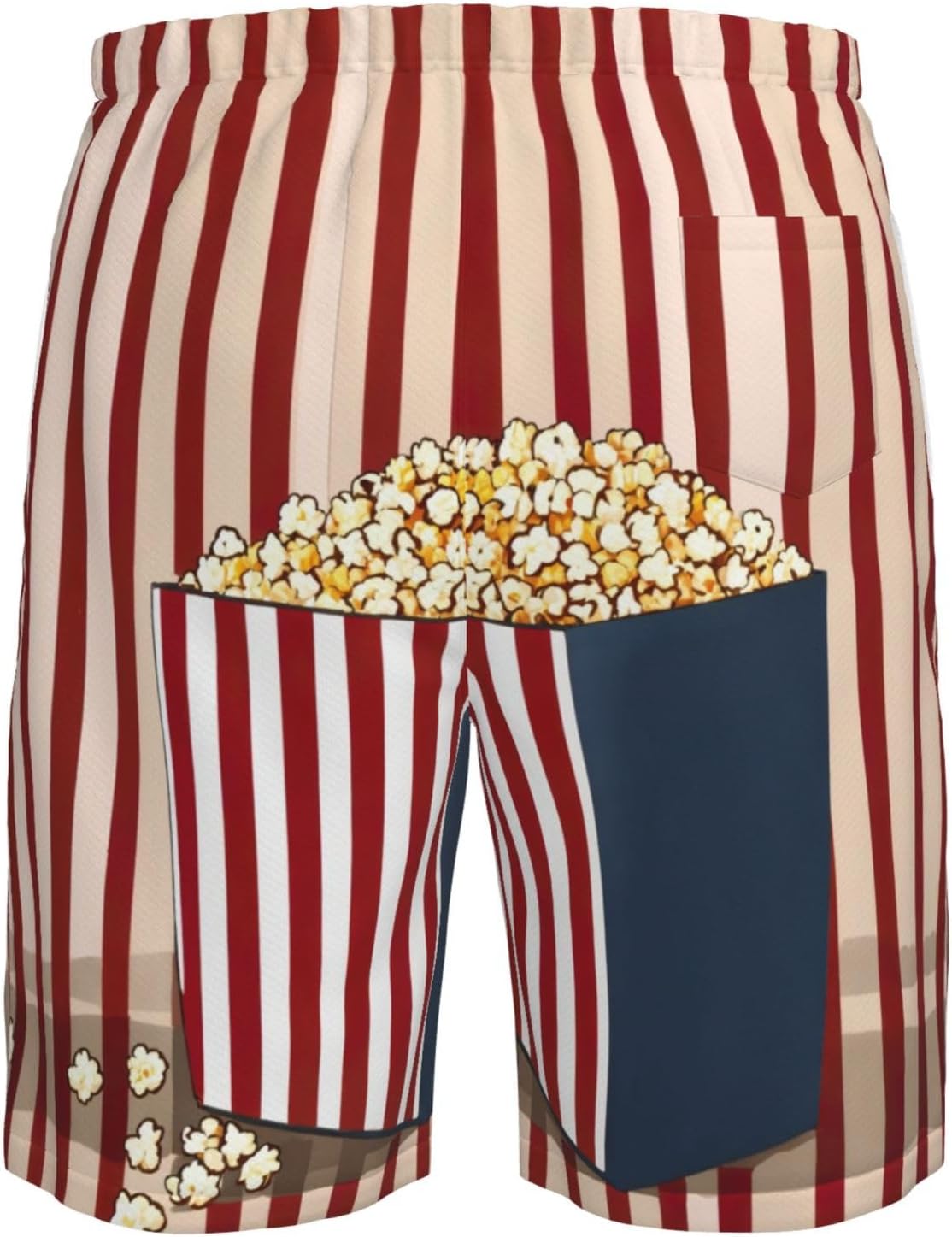 Popcorn Print Print Men's Quick-Drying Shorts Casual Beach Pants Stretch Waist Shorts and Pockets
