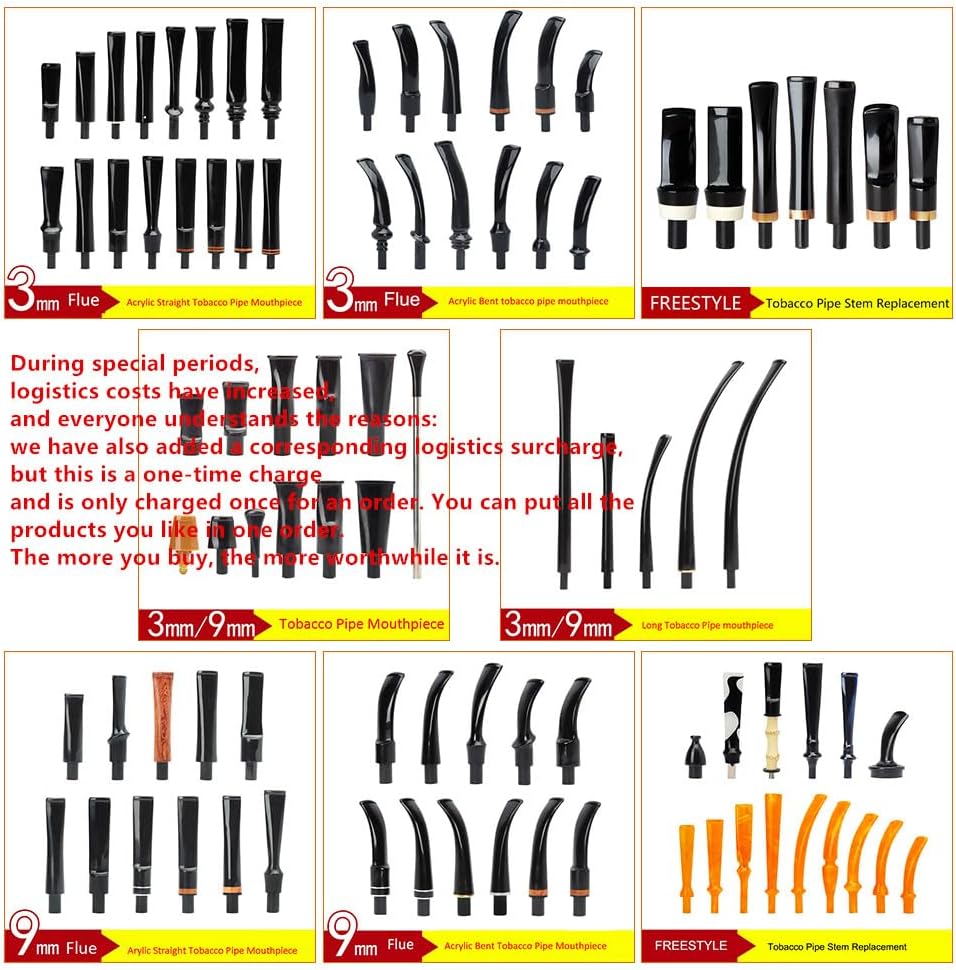 OLD FOX Bent Round Saddle Pipe Stem Replacement Black Pipe Mouthpiece for Pipe Fit 3mm Metal Filters DIY Pipe Accessories (1 PCS)