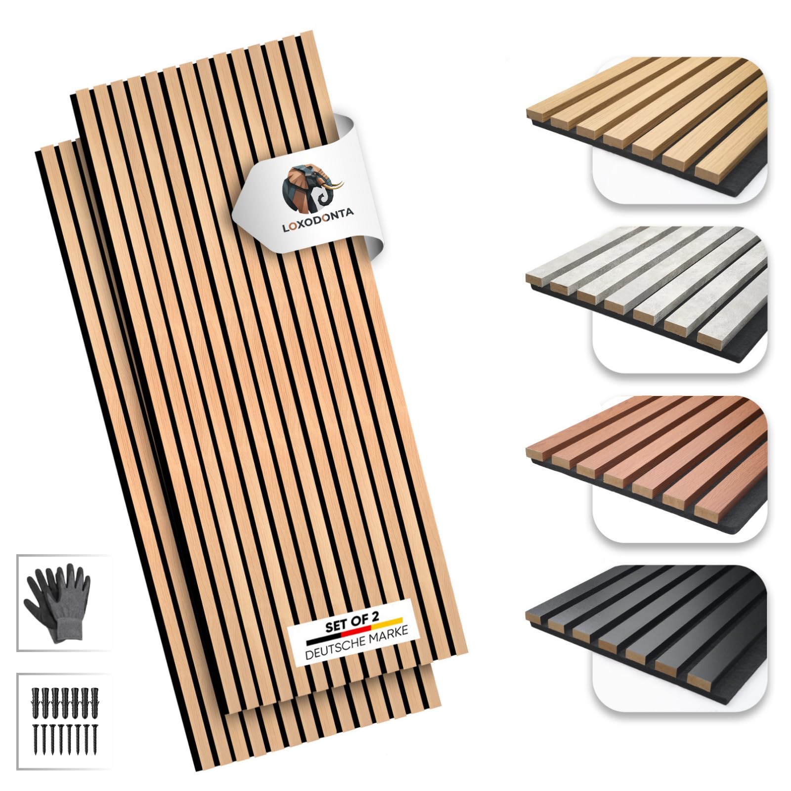 Akustikpaneele Holz, 2er Set, je Paneel 120 x 60 x 2,1 cm, 1,44 m², 3D Holz-Wandpaneele für bessere Raumakustik, Wandverkleidung innen (Sand-Eiche)