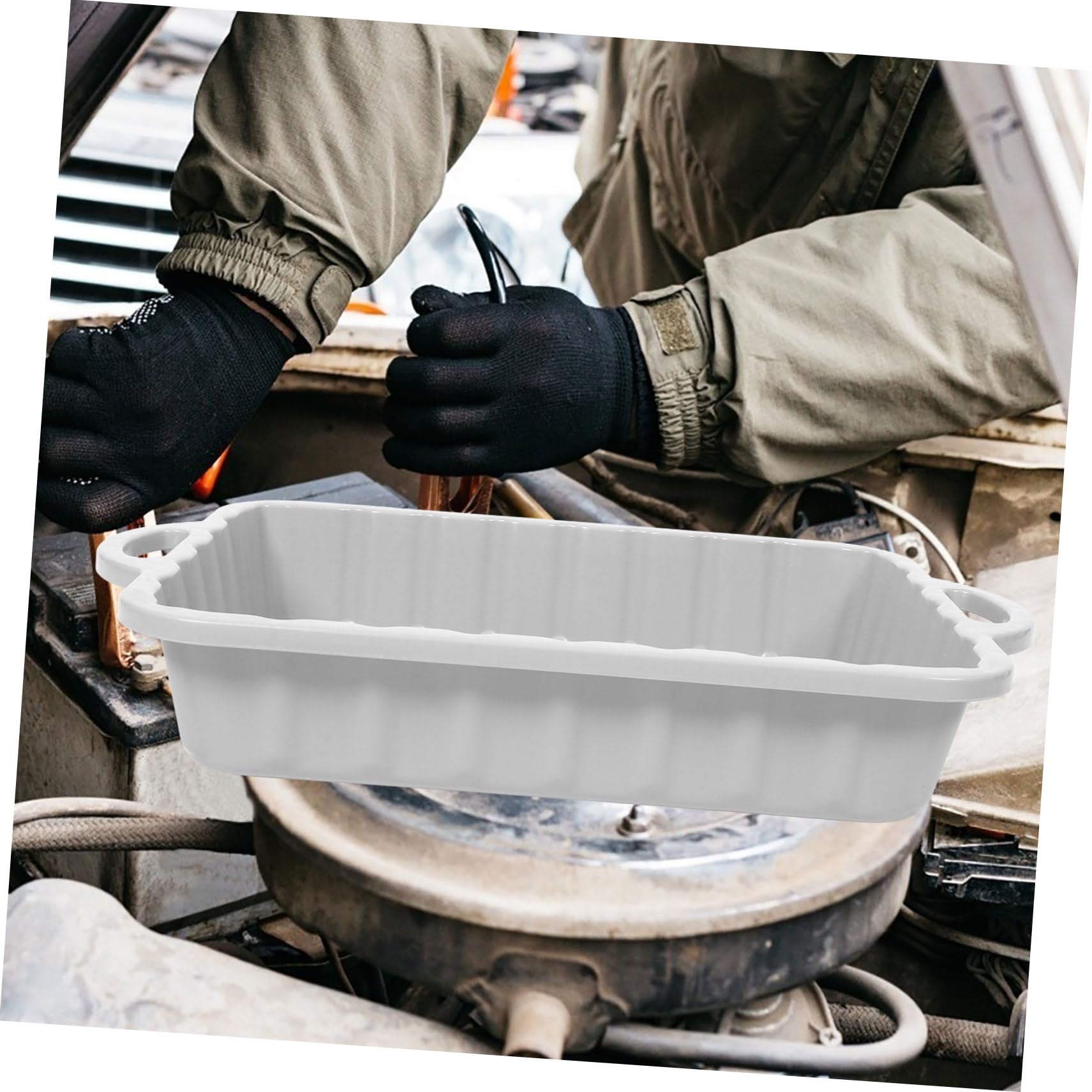 Alipis Bac de Vidange Grosse Capacité pour Huile Moteur en Plastique Épais Plateau de Récupération Polyvalent pour Réparation et Entretien Automobile pour Garage