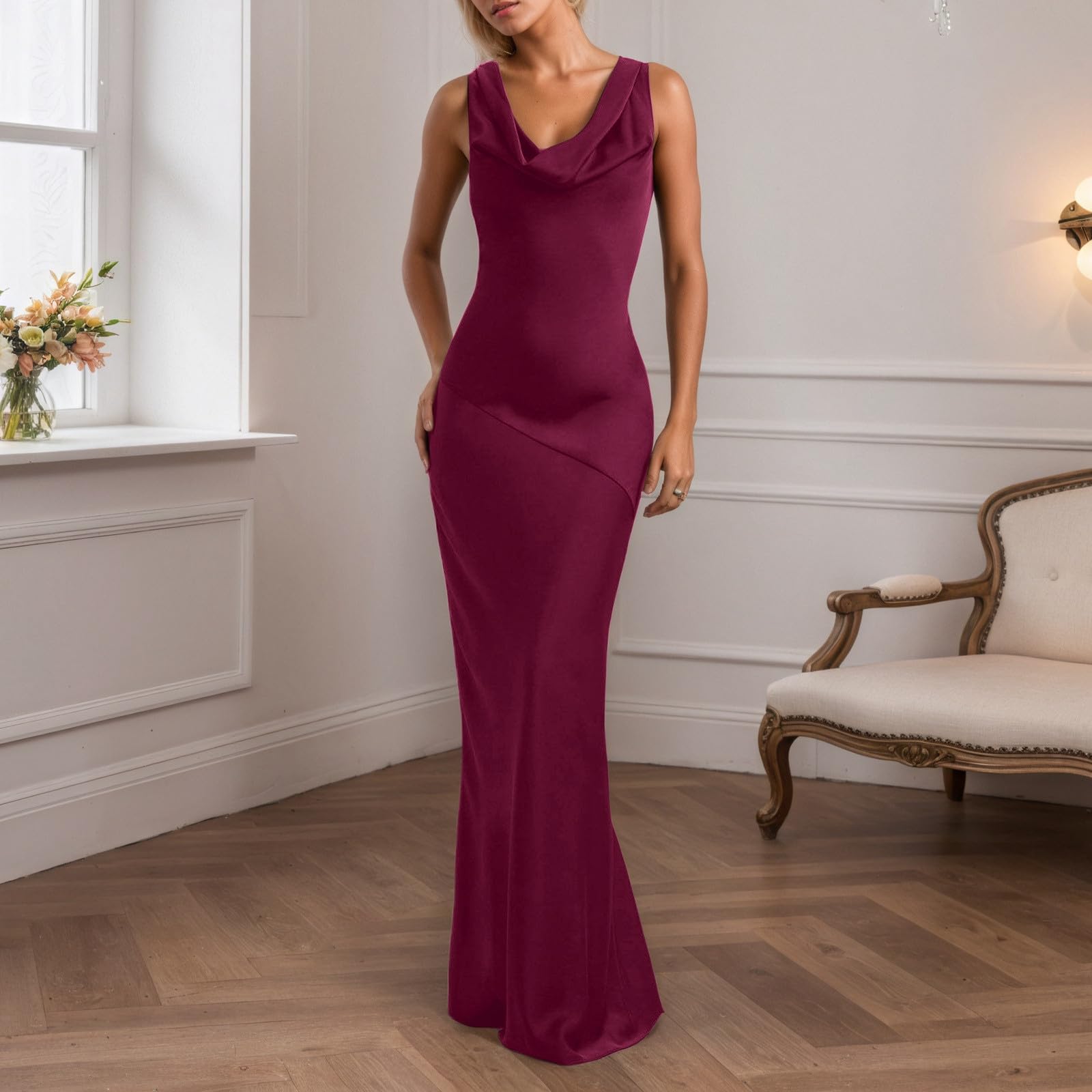 Vestito da Cerimonia Donna Abito Sposa Sexy Damigella Curvy Elegante Dress Schiena Scoperta Sera Gonna Ampia Matrimonio Civile Corto Davanti Lungo Dietro Midi