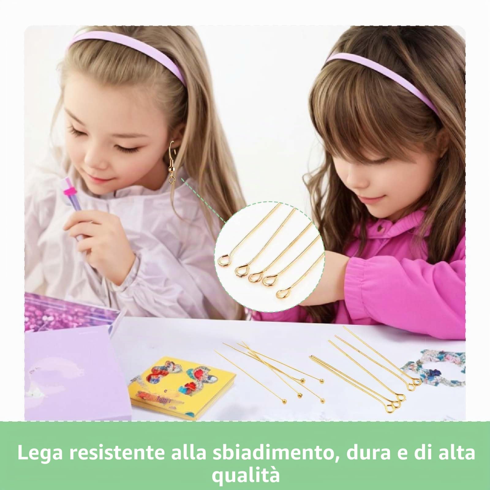 Spilli per la creazione di gioielli, 800 pezzi, argento e oro, 2 stili (piatti e occhielli), 200 pezzi ciascuno, diametro 0,8 cm, lunghezza 5,1 cm, scatola facile da riporre per gioielli fai da te