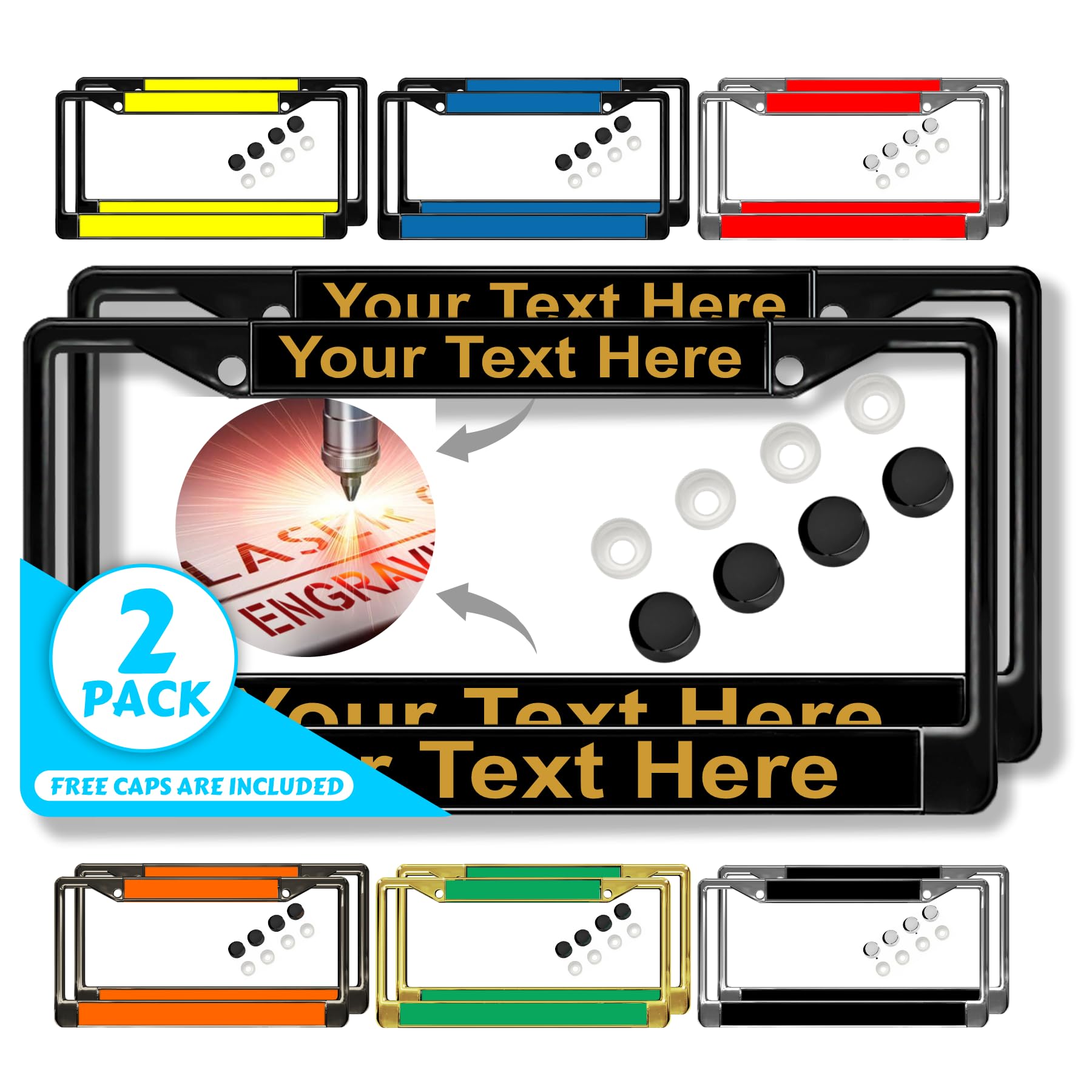 Custom Personalized Metal Laser Engraved Car License Plate Frame with Free caps - Picture 101 of 132