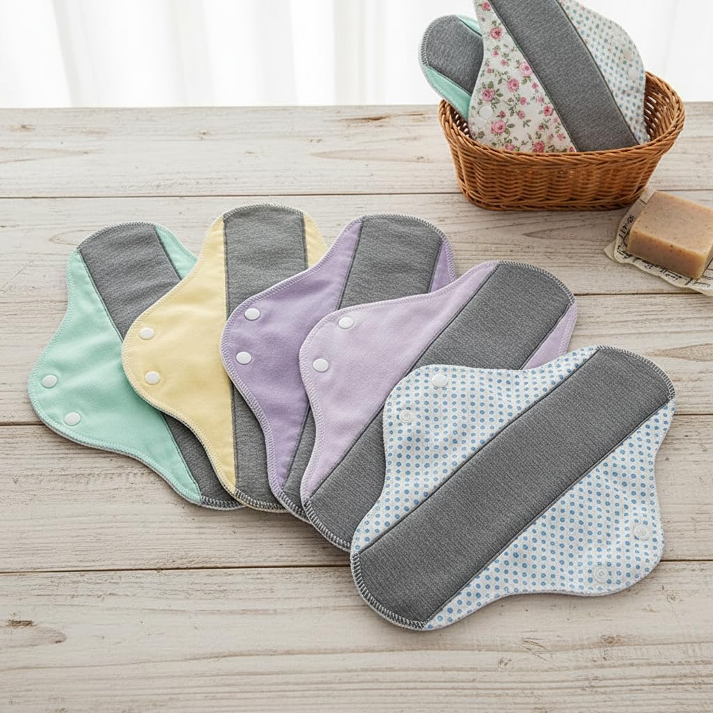 Velour Pads Incontinence, Washable Incontinence Pads – Leak-Proof & Waterproof Cloth Pads for Women, Soft Absorbent Protection for Adult Bladder Leakage, Menstrual Flow & Postpartum Recovery (6)