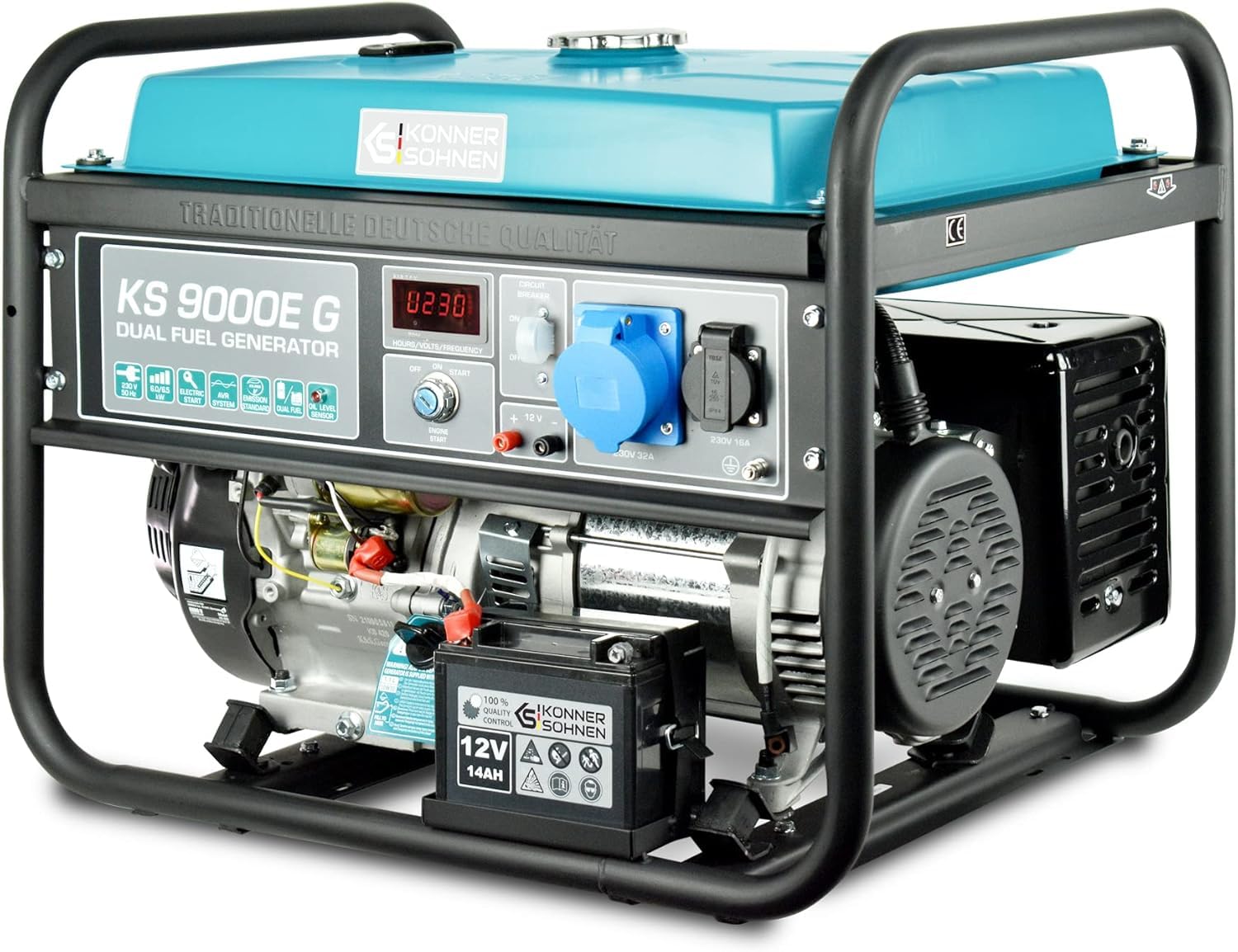 LPG/generator benzyny K&S Könner&Söhnen KS 9000E G KS 9000E G hybrydowe Generator Prądu Gazowo-Benzynowy serii DUAL FUEL agregat prądu awaryjnego 6500 W, Uruchomienie Ręczne/Elektrostart, Automatyczny Regulator Napięcia (AVR)