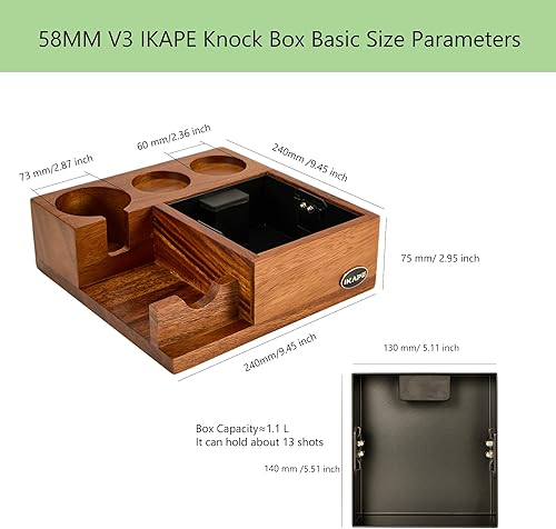 Miniatura 2 de IKAPE V3 Espresso Knock Box organizador de café espresso de 2283in apto para almacenamiento de manipulación de espresso de 2283in distribuidor base