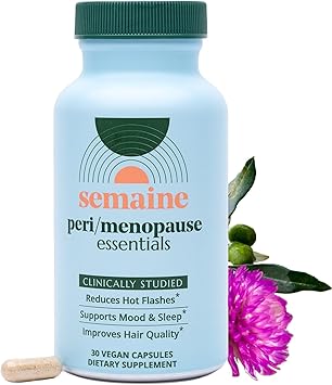 Semaine Peri/Menopause Essentials, 30 Ct. - Fuller Hair, No More Hot Flashes, Hormone Balance, Better Sleep & More - Clinically-Studied, Non-Hormonal Formula