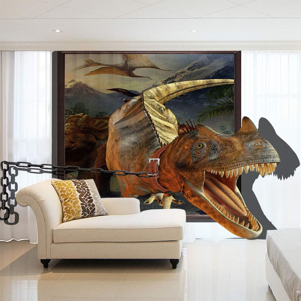 Rideaux dinosaure pour chambre d'enfant voile transparent à oeillets 140x240cm
