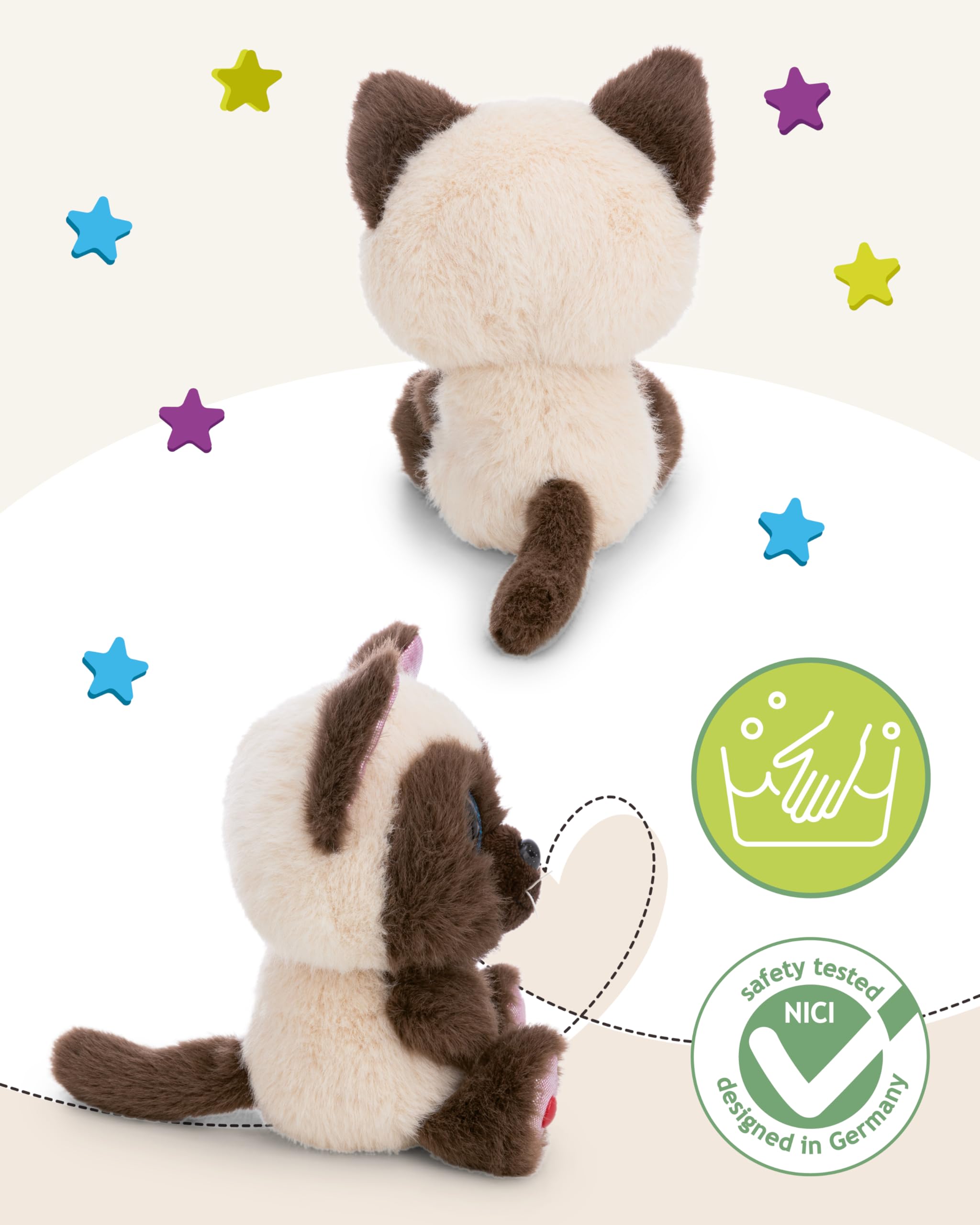 NICI GLUBSCHIS Peluche Gato siamés Selma, 15 cm, Beige, Animal de Peluche Suave para abrazar y Jugar, para niños y Adultos, Idea de Regalo - 63024 — view 3