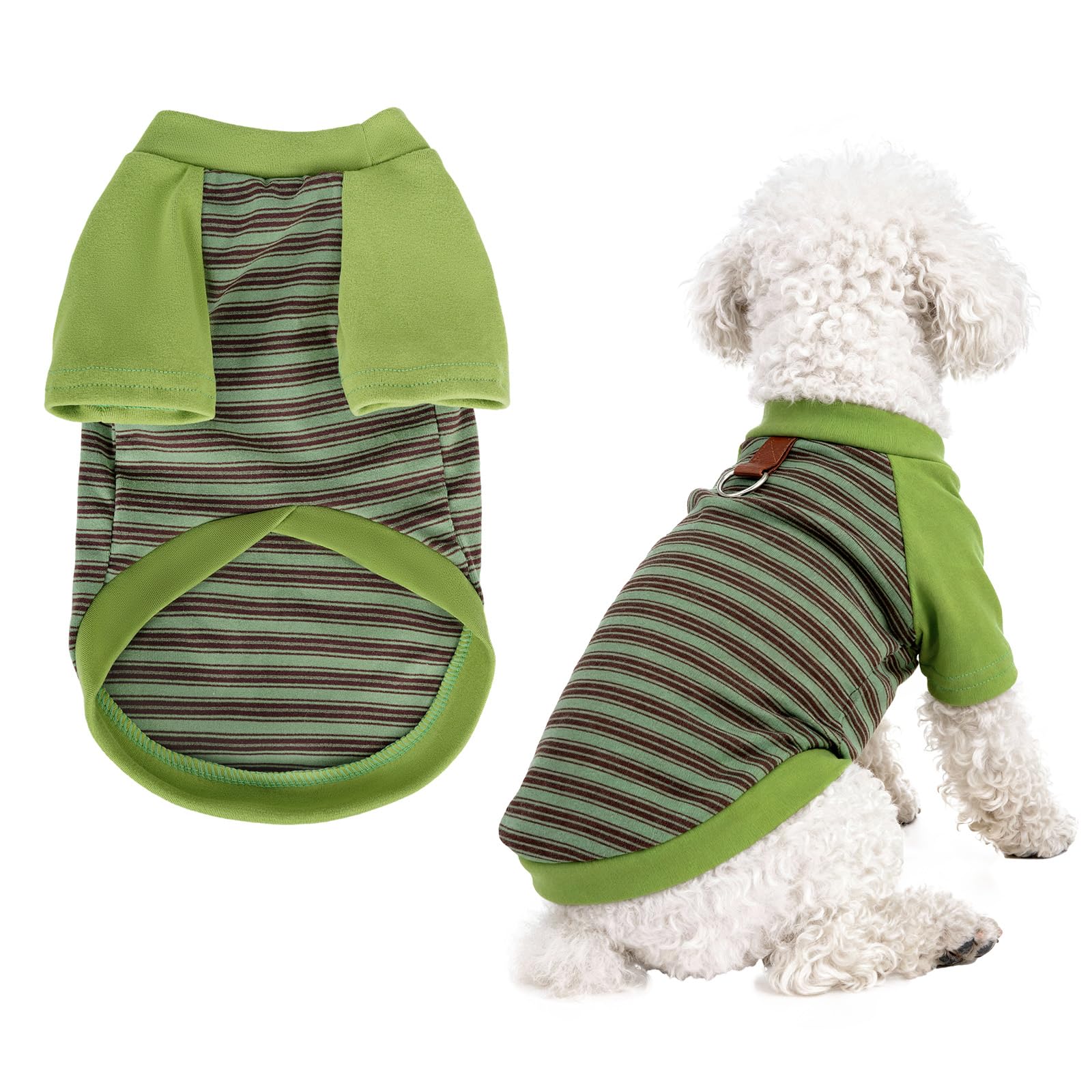 Dog Tshirt Striped Shirts for Dogs Clothes Stretchy Puppy T-Shirts with Metal Buckle for Small Medium Dog Boys Girls (Green,X-Large)