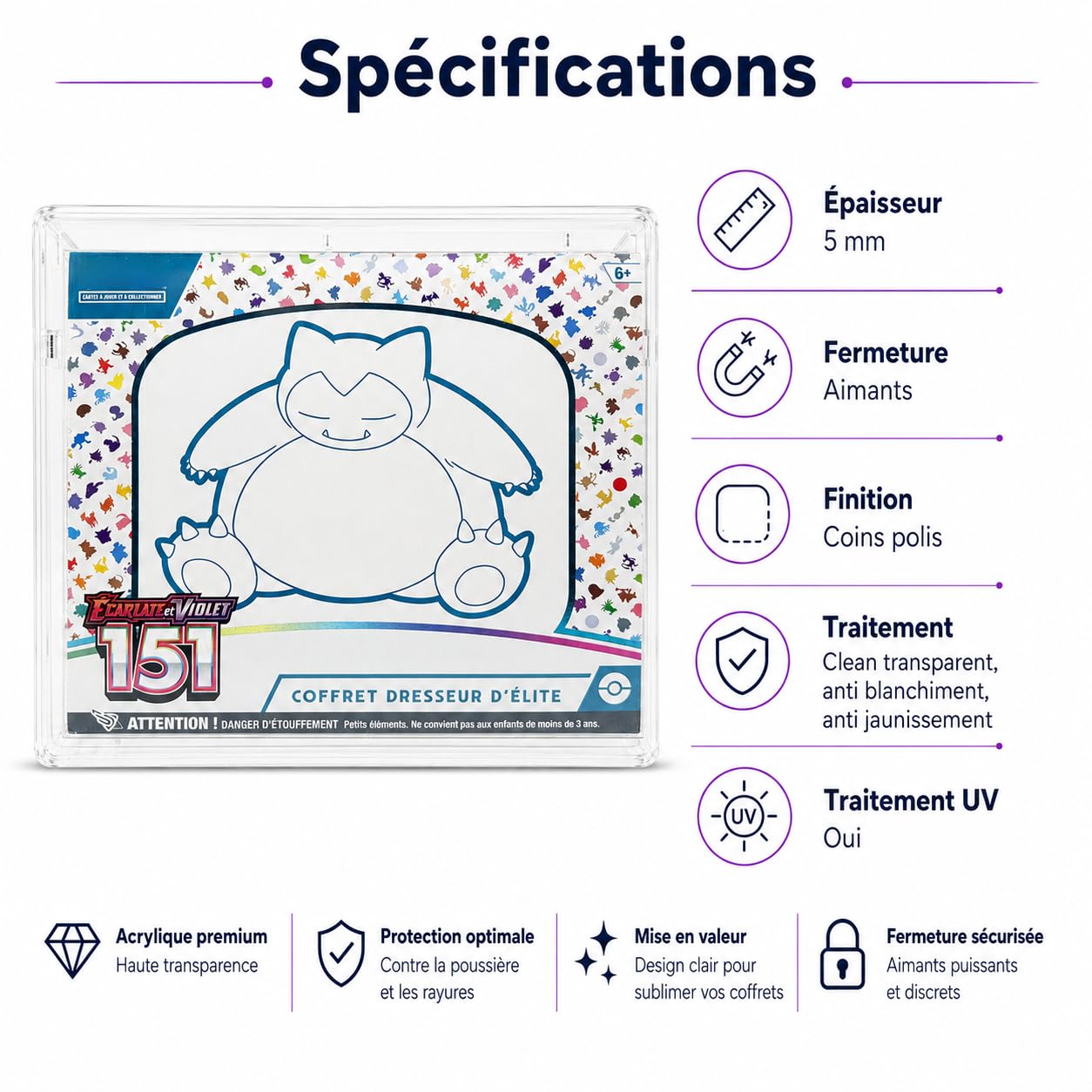 Boîtier Acrylique Premium pour Elite Trainer Box ETB, Protection UV Anti-Poussière