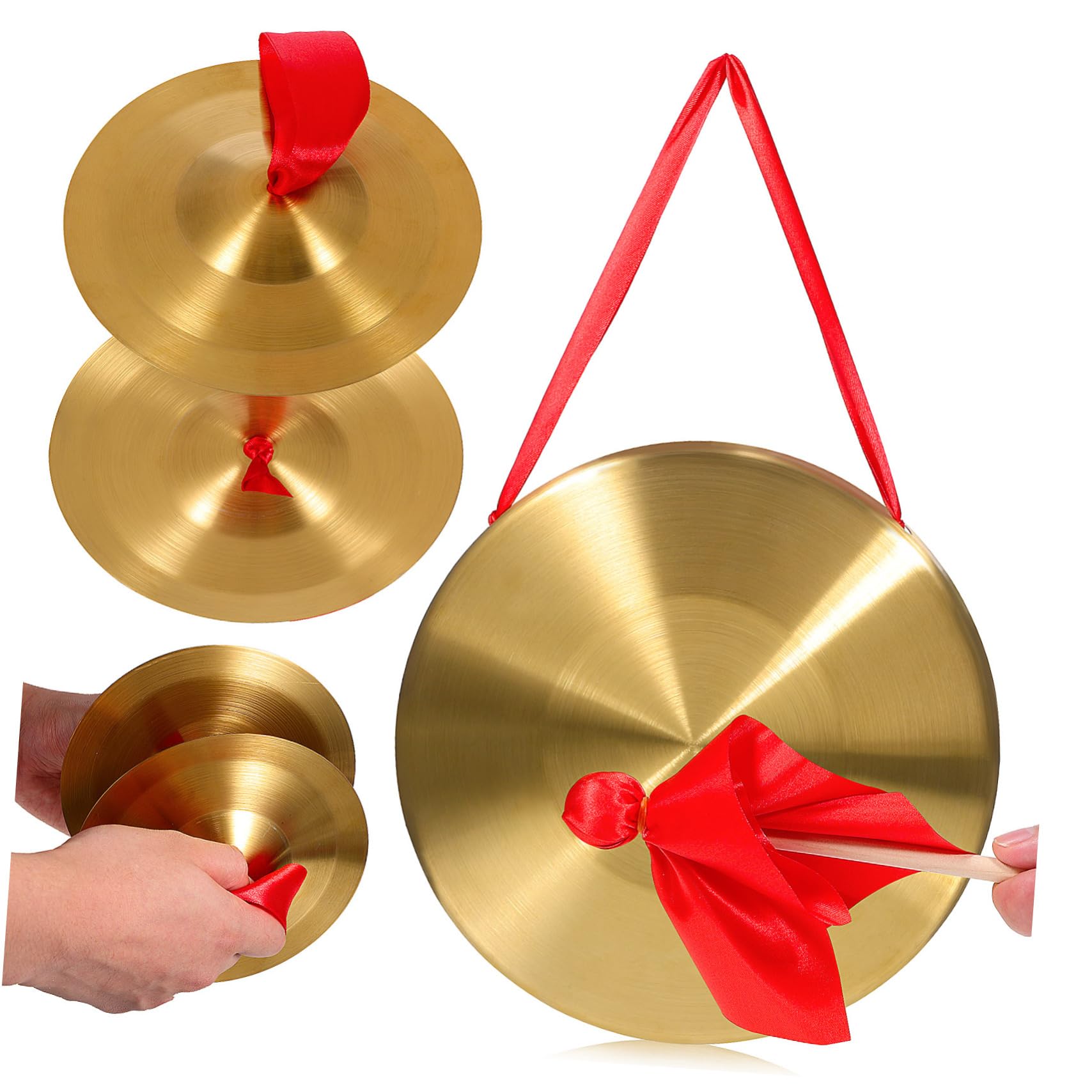 ibasenice Handgong Kupferbecken Minigong Gonginstrument Schlaggong Warngong Großer Gong Lauter Gong Musikinstrument