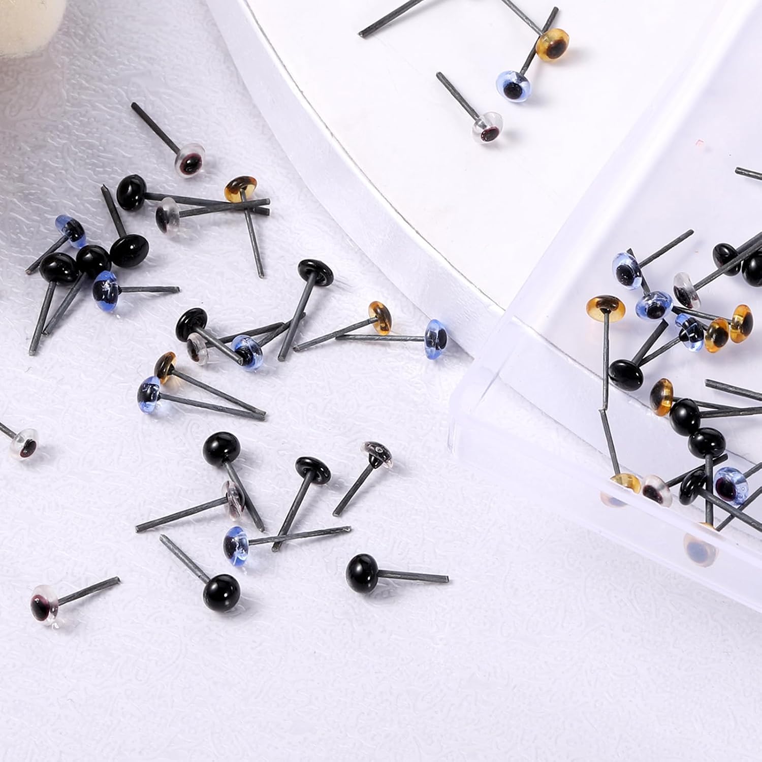 100 Pcs 5mm Glass Eyes Kits Craft Eyes Tiny Glass Eye Assortment Kits Safety Eye Mixed Colors Various Styles for Crafts Needle Felting Bears Dolls Decoys Sewing