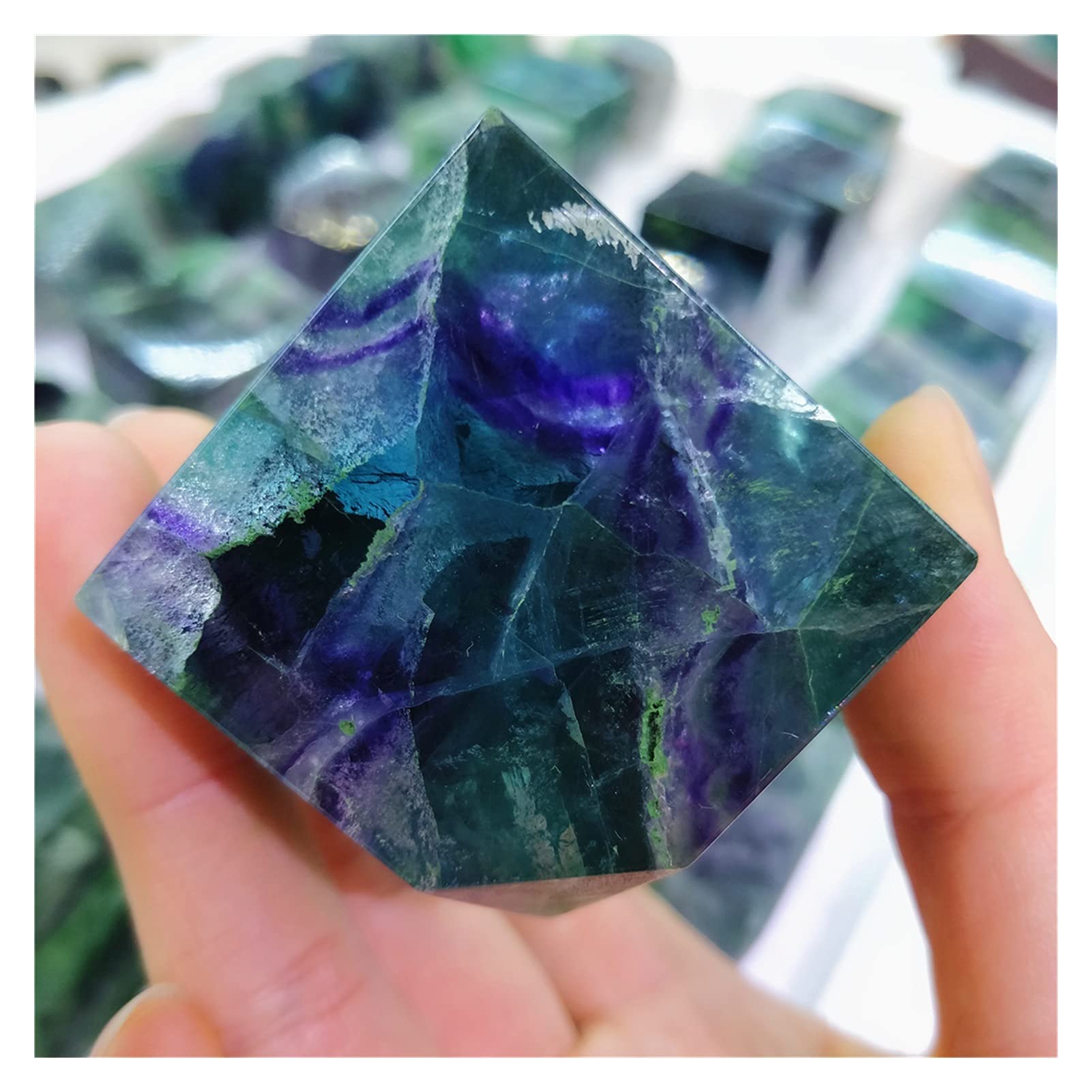 Amazon.co.jp: ナチュラルレインボー蛍石クリスタル七面体