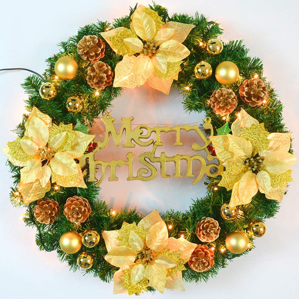 Guirlande de Noël extérieure pour porte d'entrée arrangement de scène de fête chaleureuse jaune
