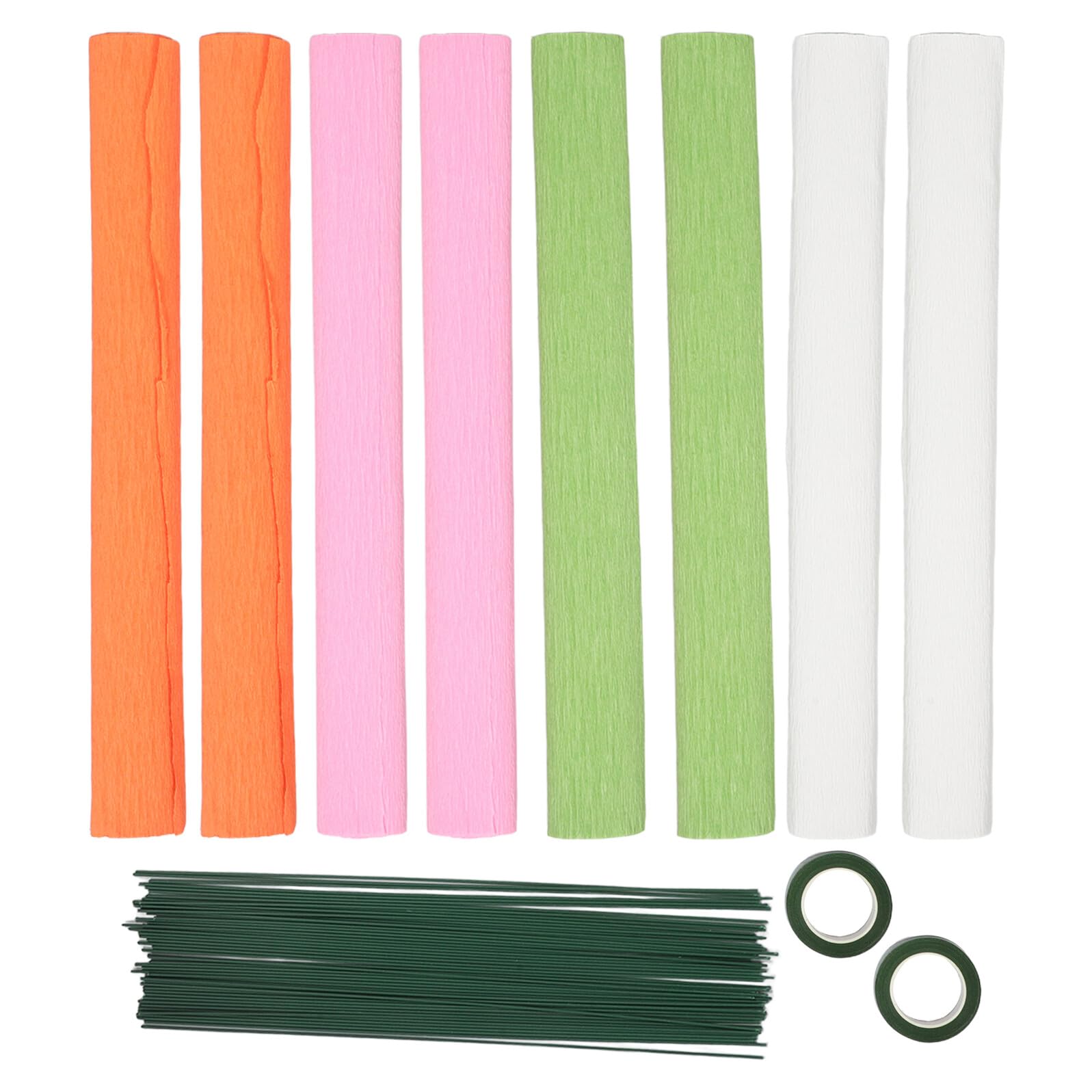 LIFKOME Papel Crepé Texturizado para Flores Papel Arrugado con Cinta Adhesiva y Varillas para Envoltura Resistente para Bodas Cumpleaños y Manualidades