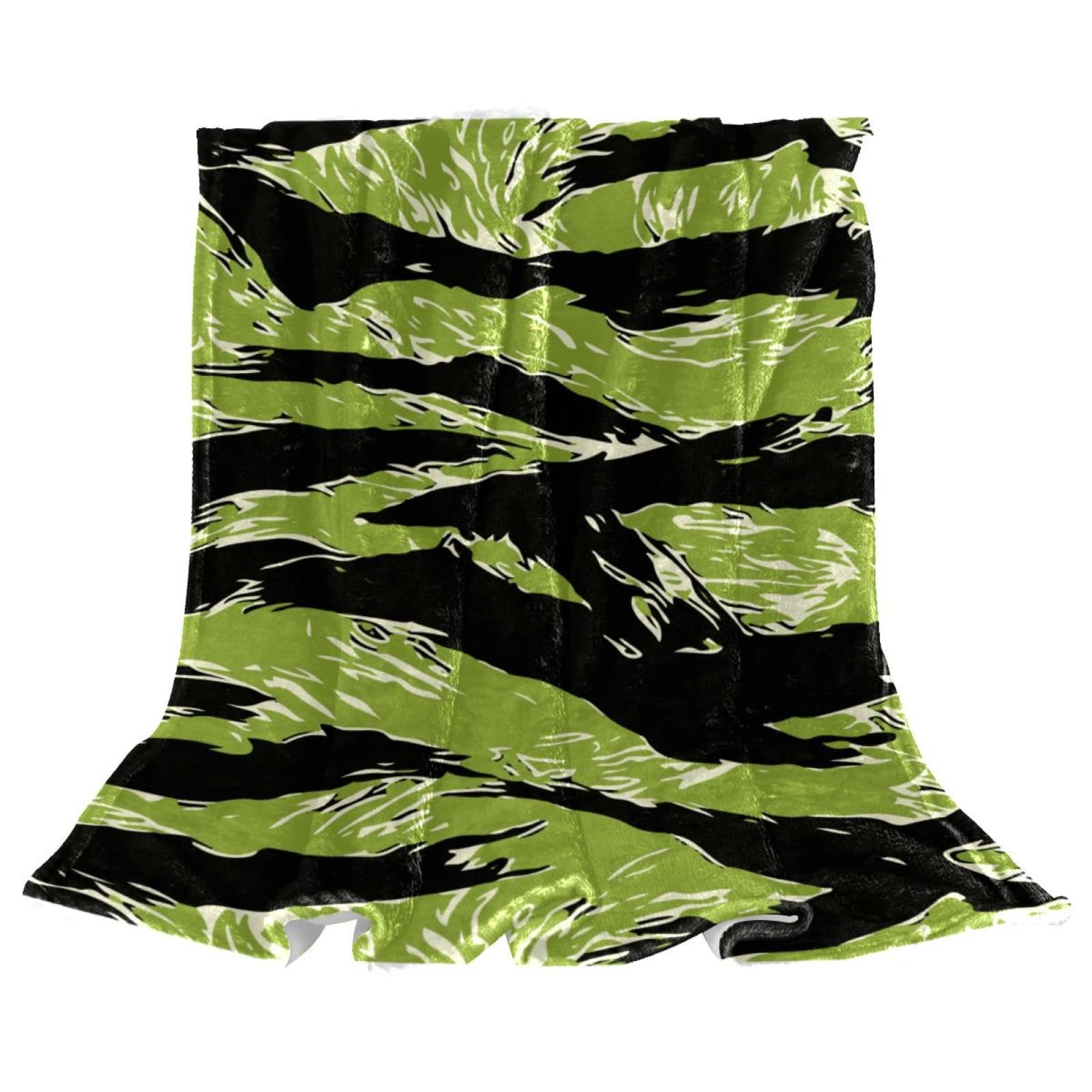 Couverture polaire douce et chaude motif camouflage vert pour chaises