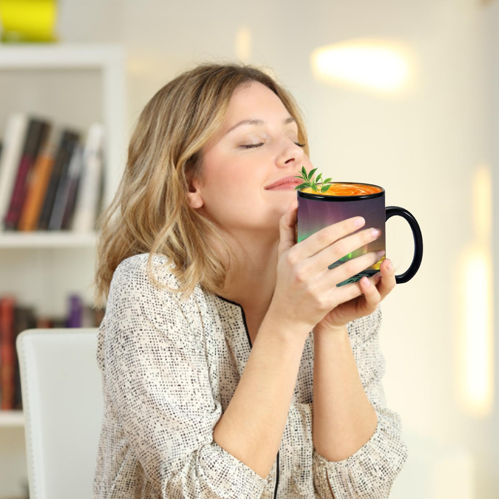 Tasse à Café En Céramique à Changement De Chaleur Motif à Chevrons Faux