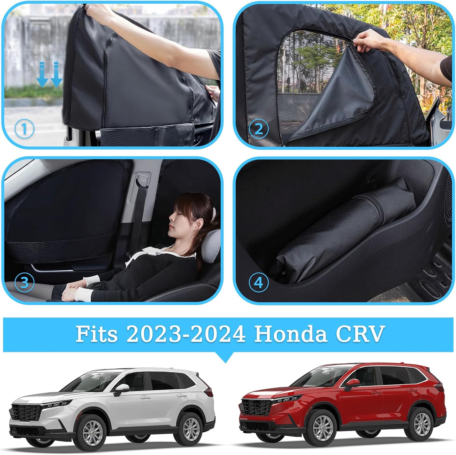 XCBYT 2023-2024 Honda CRV Sunshade Dual Purpose Car Window Covers with Breathable Mesh Insulate Heat 99% Sun UV Blackout Keeps Cool Privacy Curtains for Breastfeeding, Napping, Dressing, Camping