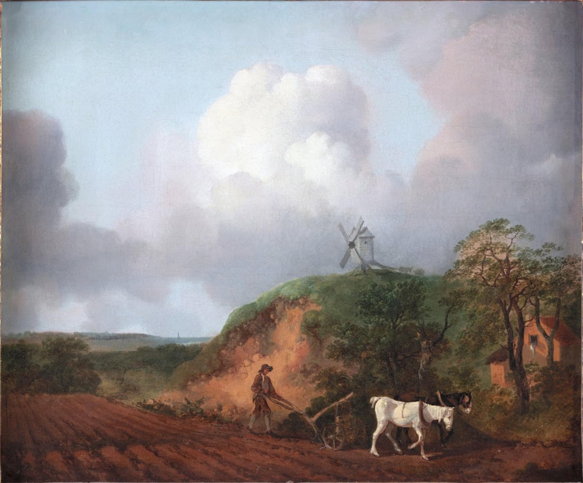 POSTERIIk Famous Modern Artwork Art Mural Peasant Ploughing with Two Horses by Gainsborough Oil Paintings Pictures for Home Decor 60x90cm