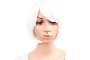 12 Inches/30cm Women Short Straight Cosplay Party BOB Wig in White