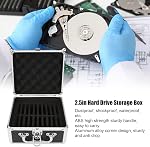 Hard Drive Case 2.5inch 20 Bay, HDD Storage Box Suitcase with Security Lock and Cushioning Pad, Shockproof Waterproof External Hard Drive Carrying Case, Black