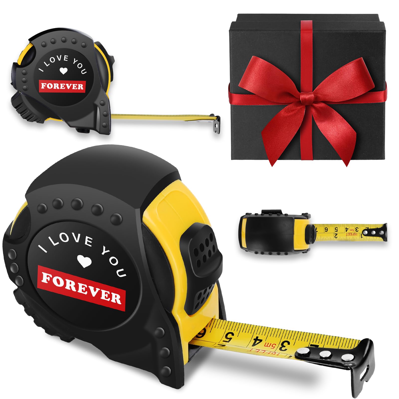 Regalos para el día de San Valentín para hombres, marido, novio, herramienta de regalo para él, cinta métrica negra, con caja